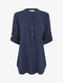 Blouse unie à manches retroussables - Marine - 1