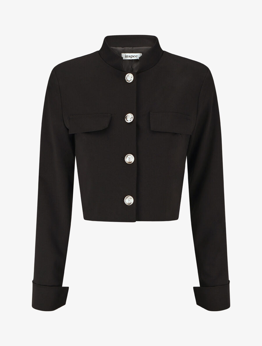 Veste courte boutonnée - Noir - 1