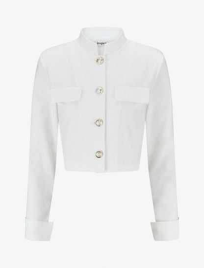 Veste courte boutonnée - Blanc - 1