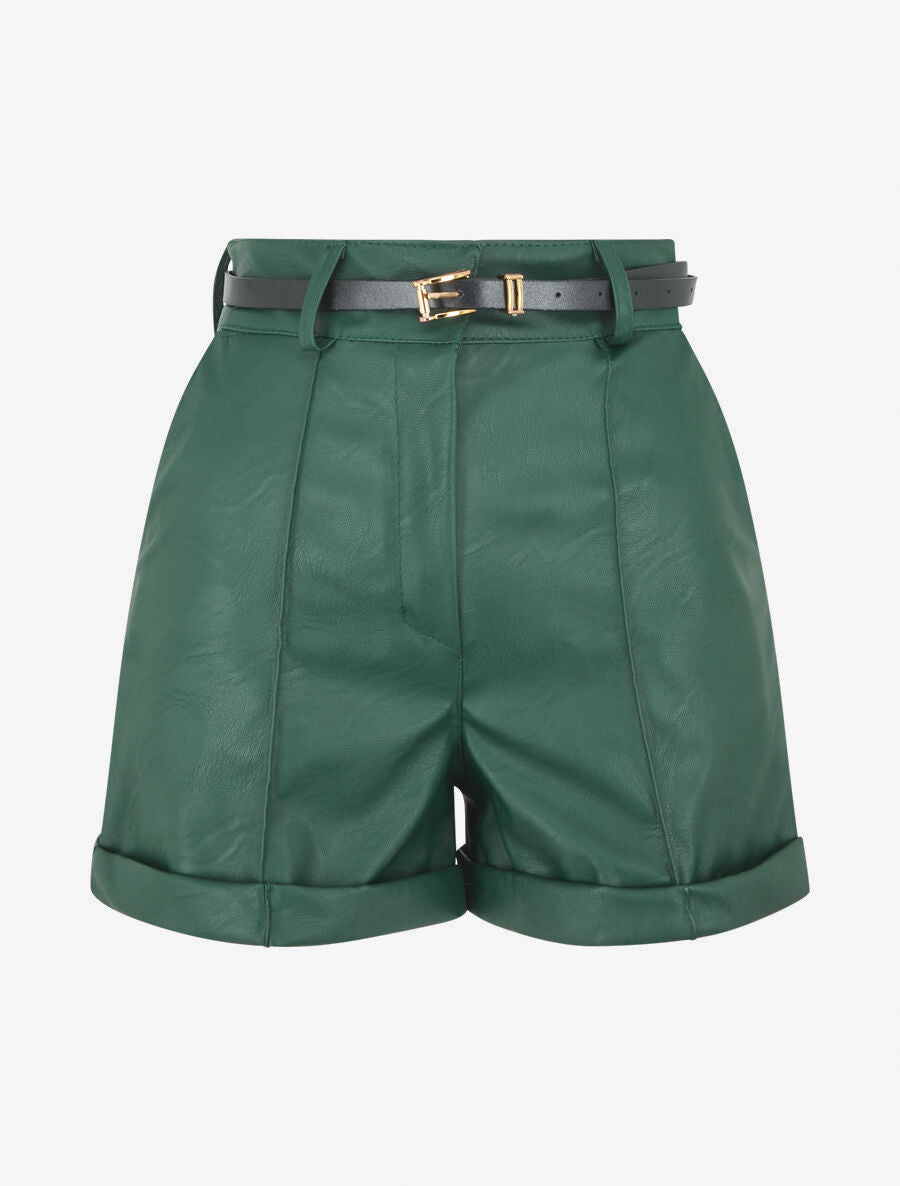 Short en simili à revers - Vert sapin - 4