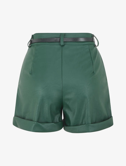 Short en simili à revers - Vert sapin - 2