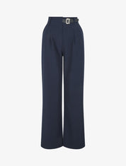 Pantalon ample uni - Marine - 1