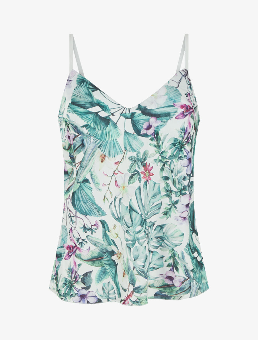 Caraco satiné imprimé tropical - Vert - 5