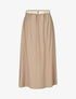 Jupe midi évasée taille haute élastiquée - Beige - 4