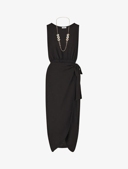 Robe longue style portefeuille - Noir - 1