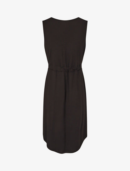 Robe mi-longue sans manches élastiquée - Noir - 2