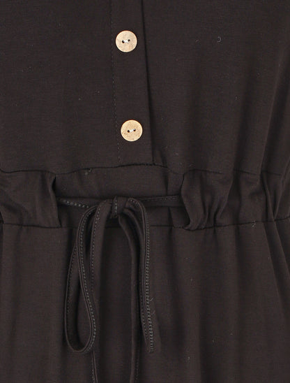 Robe mi-longue sans manches élastiquée - Noir - 3