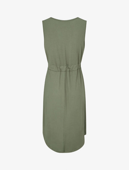 Robe mi-longue sans manches élastiquée - Kaki - 2