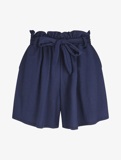Short évasé taille haute - Marine - 1