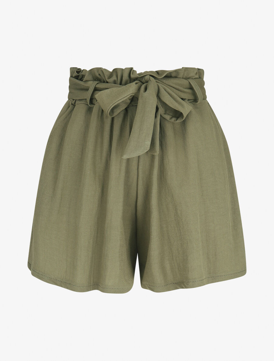 Short évasé taille haute - Kaki - 1