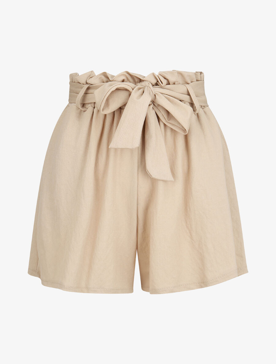 Short évasé taille haute - Beige - 1