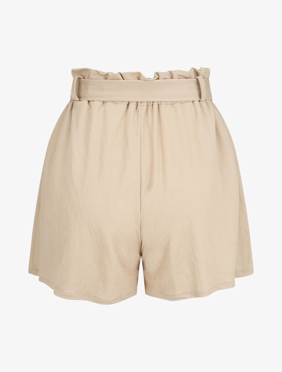 Short évasé taille haute - Beige - 2