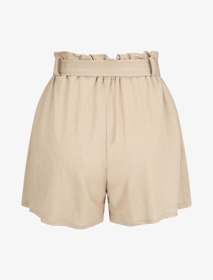 Short évasé taille haute - Beige - 2