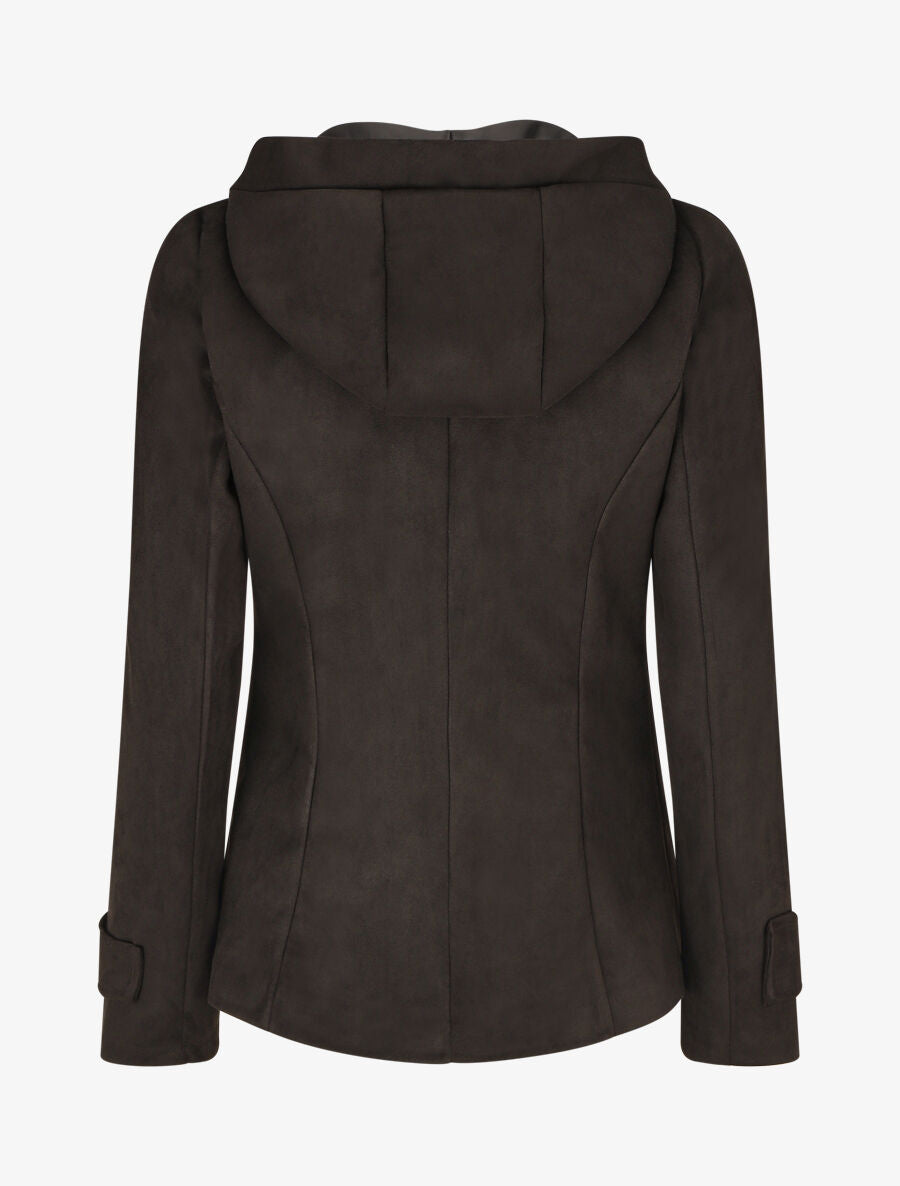 Veste en suédine à capuche - Noir - 2