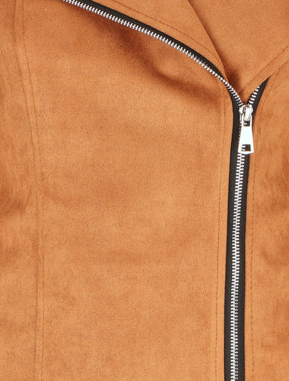 Veste en suédine à capuche - Camel foncé - 3