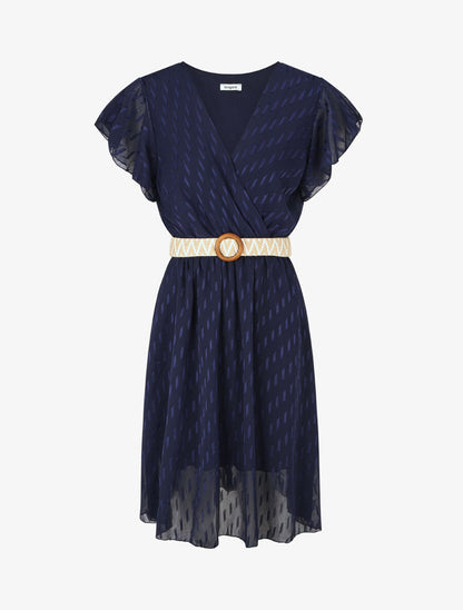 Robe texturée en voile - Marine - 4