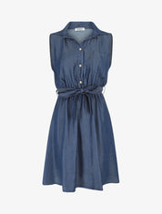Robe mi-longue fluide sans manches - Bleu denim - 1