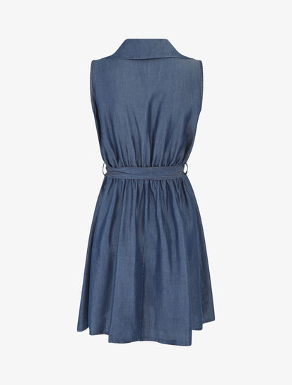 Robe mi-longue fluide sans manches - Bleu denim - 2