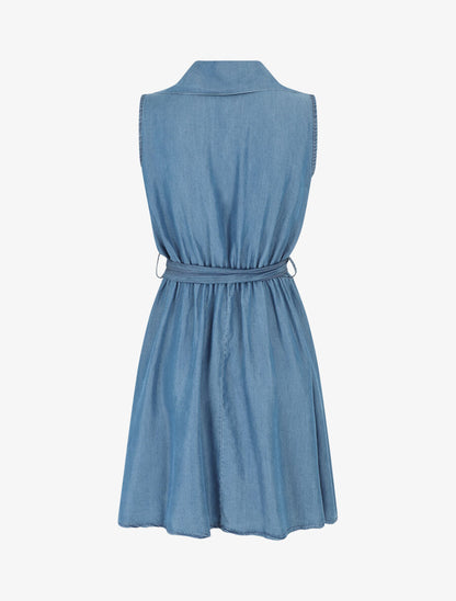 Robe mi-longue fluide sans manches - Bleu clair - 2