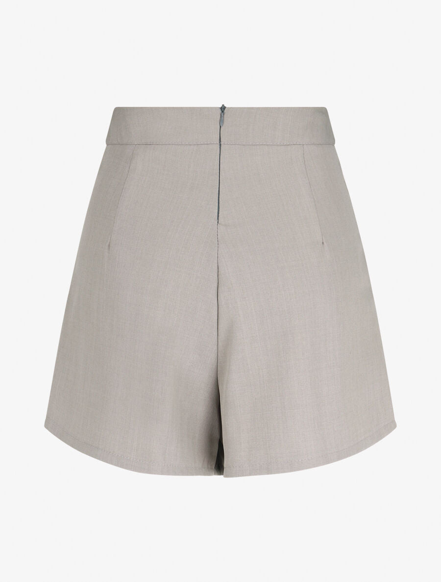 Short évasé taille haute à poches - Gris clair - 2