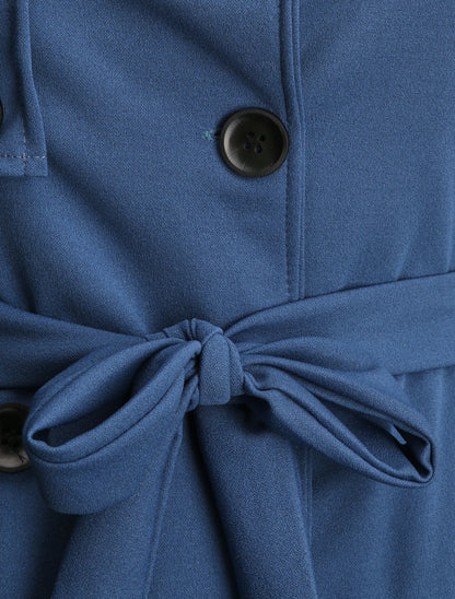 Trench droit court uni - Bleu - 3