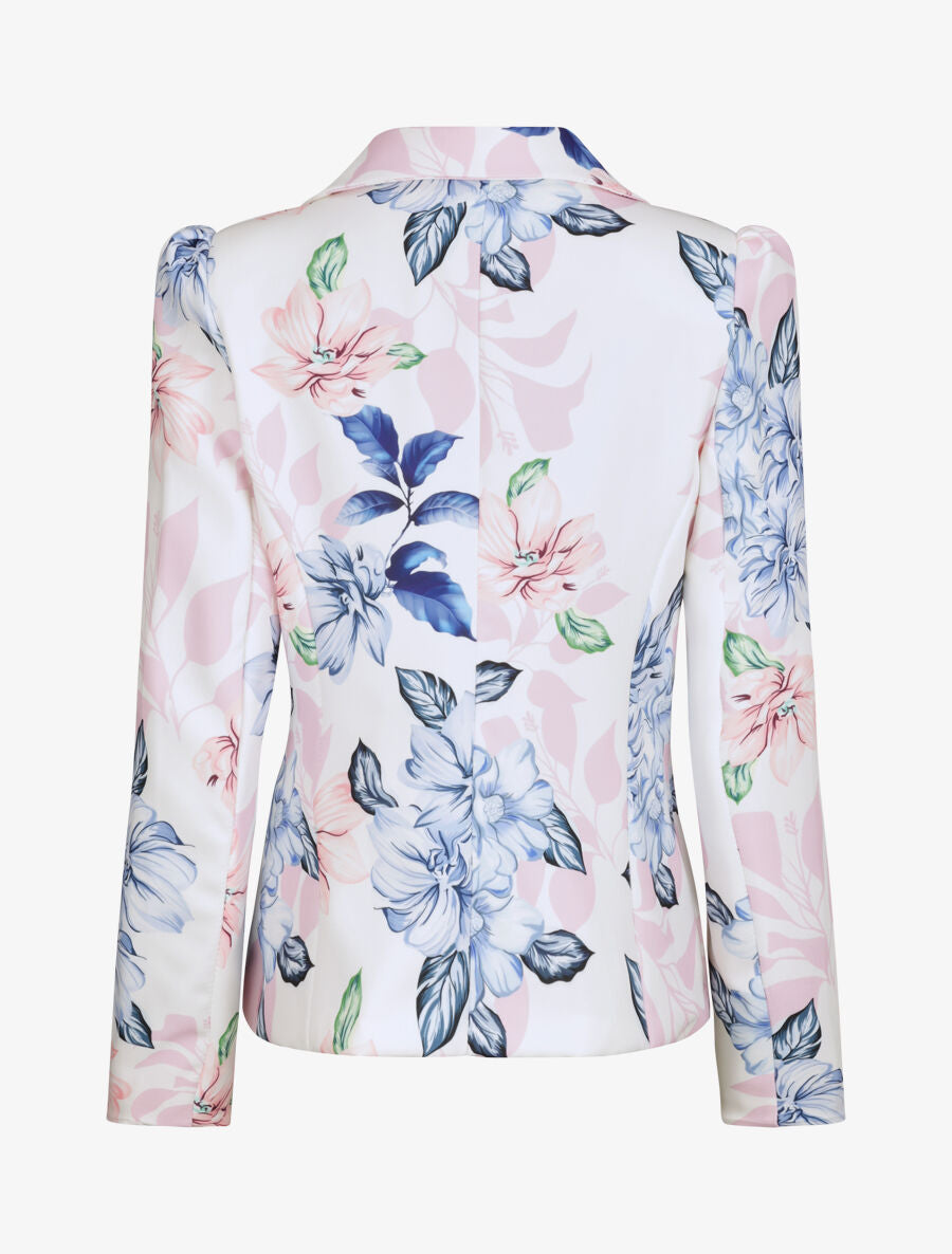 Blazer ajustée imprimé fleurs romantiques - Blanc - 2