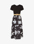 Robe longue bicolore imprimé fleuri - Noir - 4