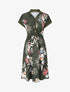 Robe chemise motif fleuri manches courtes - Kaki - 1