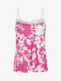 Caraco satiné imprimé fleuri - Fuchsia - 1