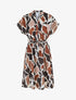 Robe longue élastiquée imprimé abstrait - Noir - 1