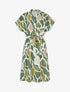Robe longue élastiquée imprimé abstrait - Vert - 1