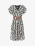Robe longue élastiquée imprimé fantaisie - Noir - 5