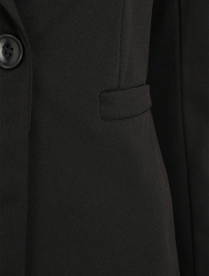 Blazer ajusté uni - Noir - 3