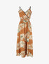 Robe empire imprimé feuilles - Camel - 1