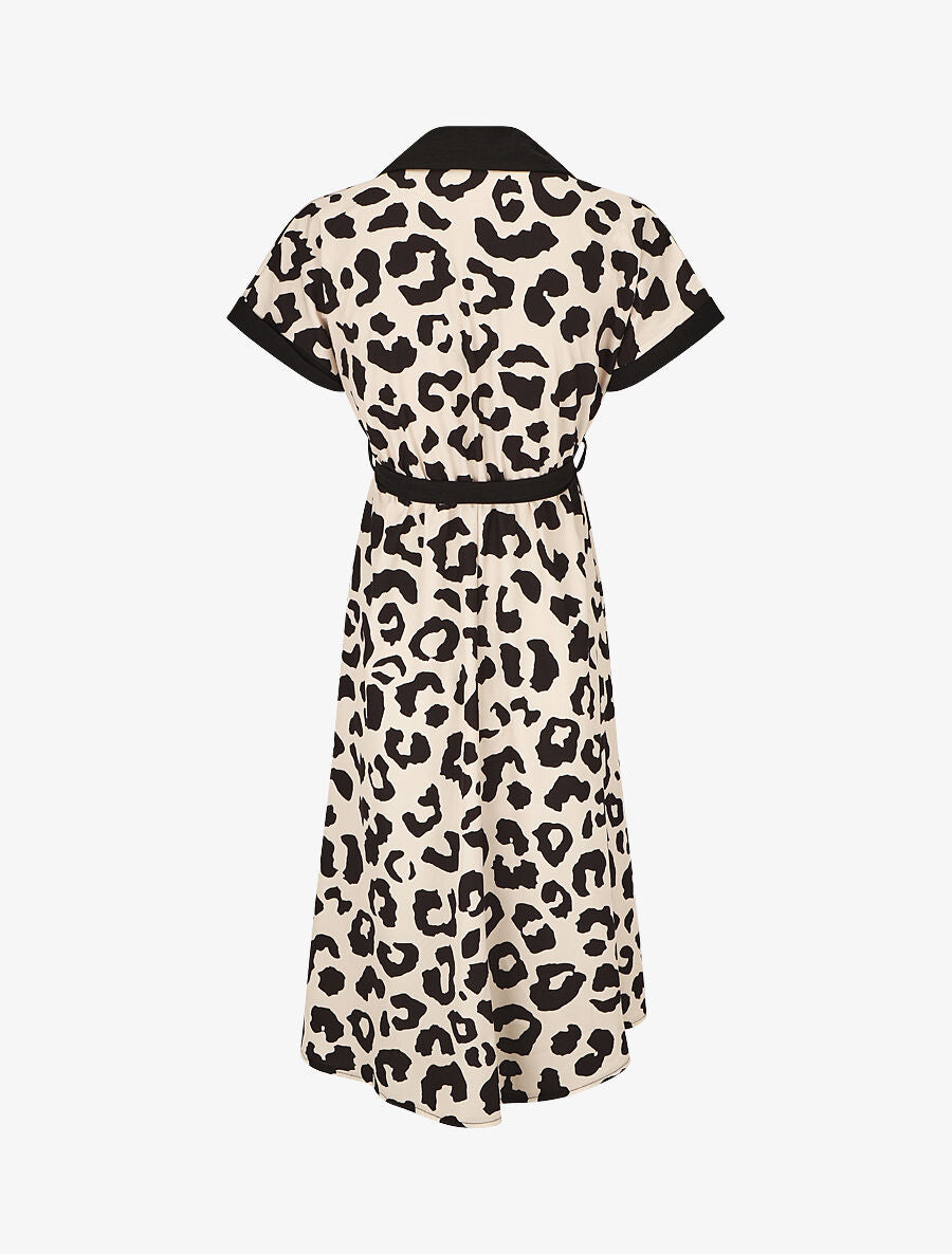 Robe longue élastiquée à imprimé fantaisie - Beige - 2
