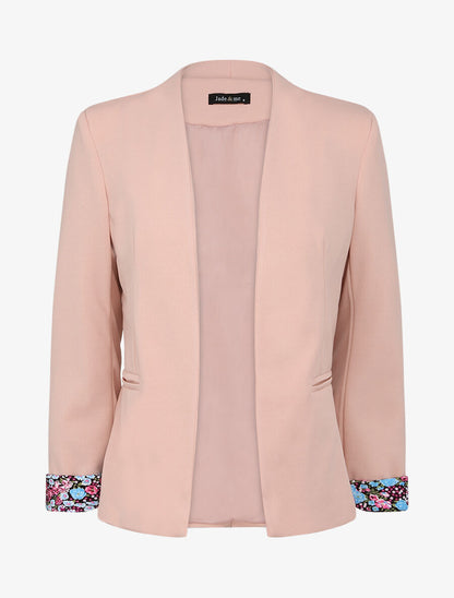 Veste ajustée à manches à revers imprimé fleuri - Rose pâle - 4
