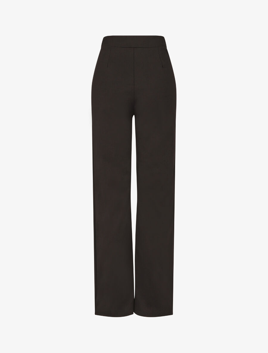 Pantalon uni à boutons décoratifs - Noir - 2