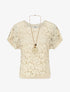 Top uni en broderies - Beige - 4