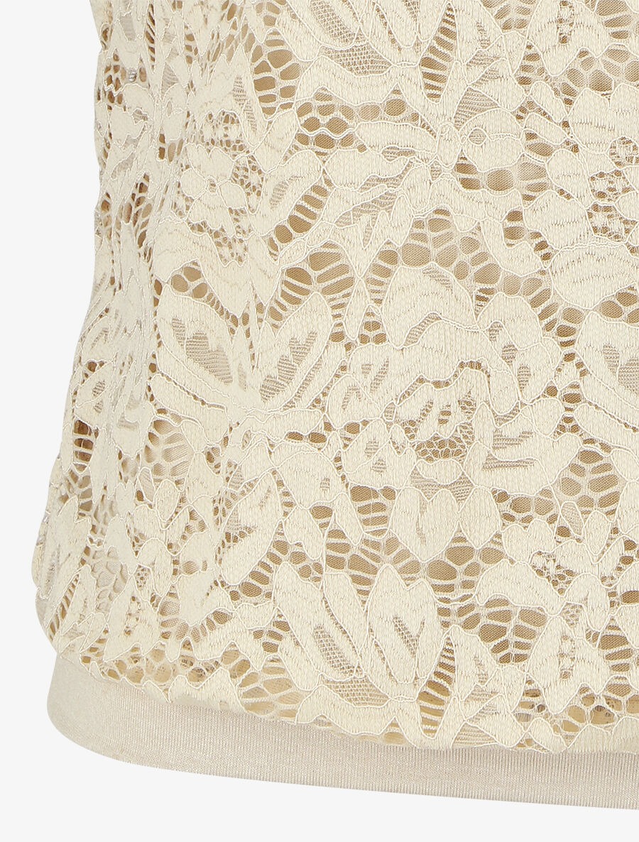 Top uni en broderies - Beige - 3