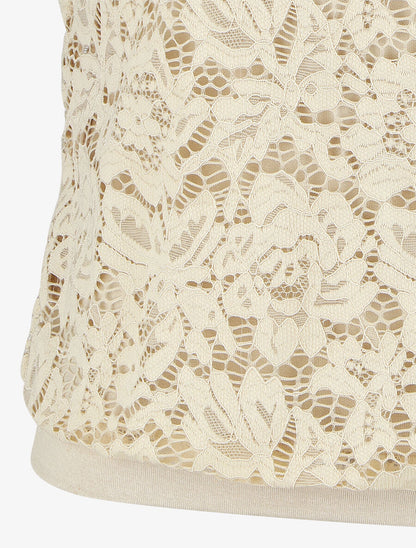 Top uni en broderies - Beige - 3
