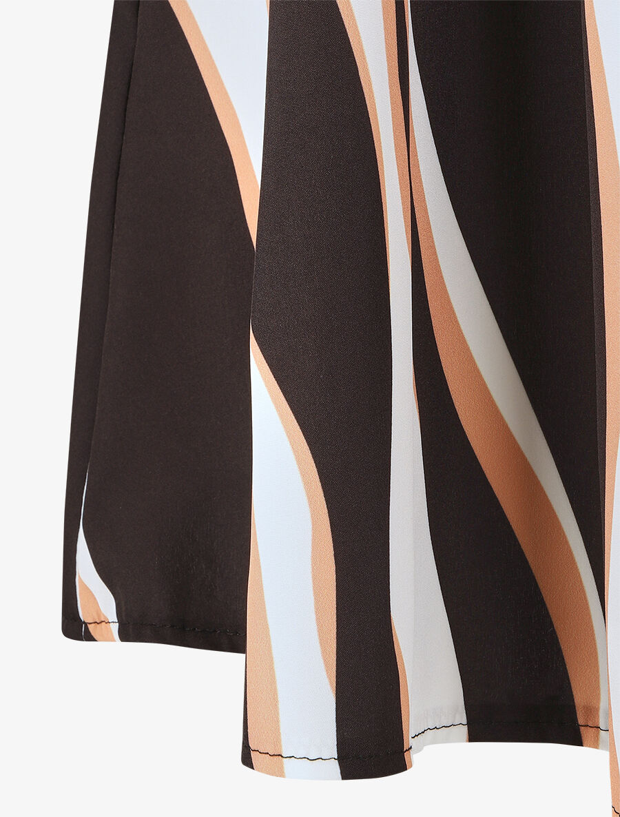 Robe midi manches courtes motifs graphiques - Noir - 3