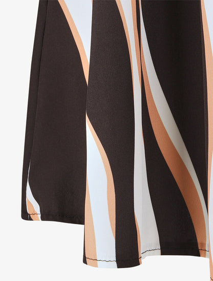 Robe midi manches courtes motifs graphiques - Noir - 3
