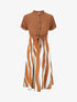 Robe midi manches courtes motifs graphiques - Camel - 1