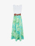 Robe longue évasée bi-matière imprimé tropical - Turquoise - 5