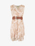 Robe élastiquée sans manches imprimé feuilles - Camel - 1