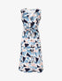Robe midi droite sans manches imprimé triangles - Bleu - 1