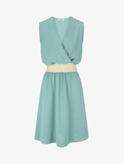 Robe mi-longue évasée sans manches - Bleu clair - 1
