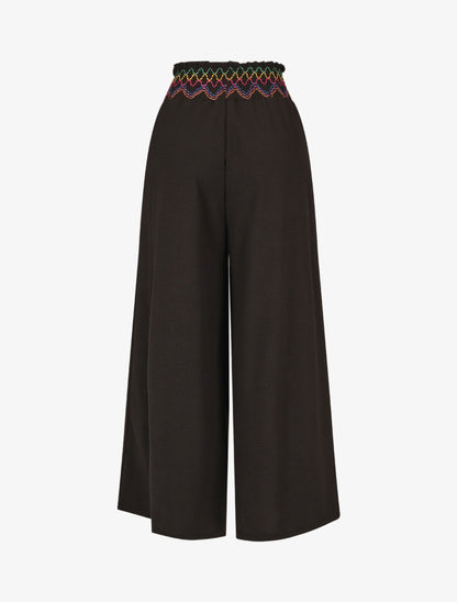 Pantalon ample taille haute uni - Noir - 2