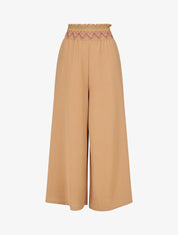 Pantalon ample taille haute uni - Camel - 1