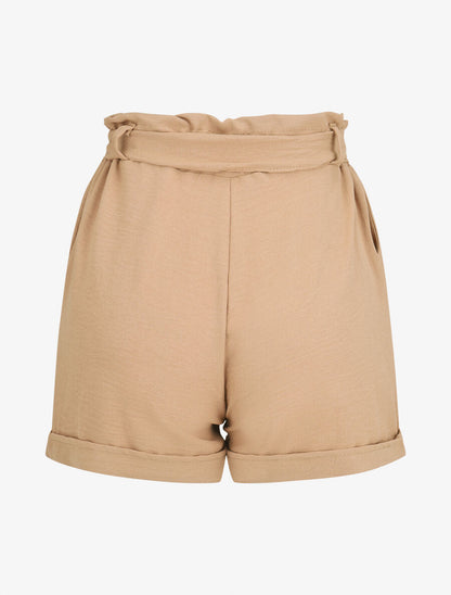 Short uni à revers - Camel - 2